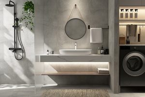 modern bathroom shower and vanity